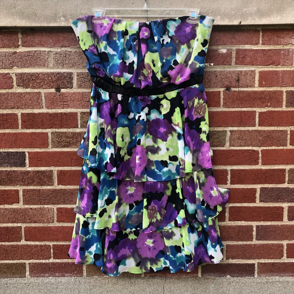 Watercolor Floral Tiered Plus Size Dress